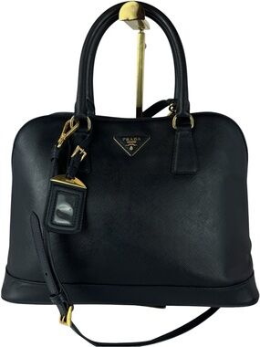 Prada Black Saffiano Leather Dome Satchel